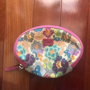 Fossil canvas zippered floral print makeup bag